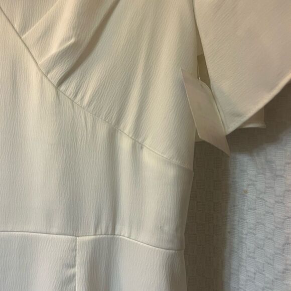 Amy Lynn White V-Neck Ruffle Midi Tea Dress Size Large - Picture 5 of 7